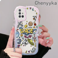 Chenyyka เคสปลอกสำหรับ Samsung กาแลคซี A72 4G A72 5G เคส A71การ์ตูนน่ารักดาวเคราะห์ในจักรวาลสีสันสดใสปกป้องเนื้อครีมคลื่นขอบกล้องเคสโทรศัพท์โปร่งใสเคสซิลิโคนอ่อนชัดเจนกันกระแทก