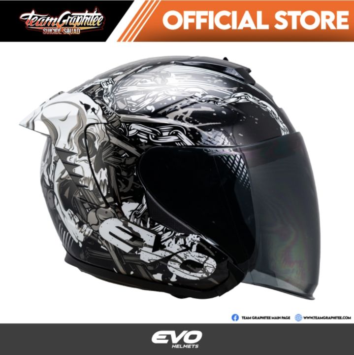 Evo Rx 5 Bonehead White Half Face Dual Visor Helmet With Free Clear Lens Lazada Ph 