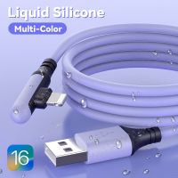 90 Degree USB Cable For iPhone 14 13 12 11 Pro Max XR XS 8 7 6s 5s Fast Charging Charger Liquid Silicone Data Cable 0.3/1.2/1.8M Wall Chargers