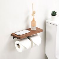 ▫☫ Wood Wall Mounted Toilet Paper Towel Holder Black/White Aluminum Toilet Paper Holder Bathroom Roll Holder Bathroom Storage Rack