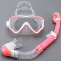 Pink-White Set New Kids Diving Mask Childrens HD Scuba Snorkel Goggles Set Small Face Snorkel Tube Kid Diving Goggles Swimming