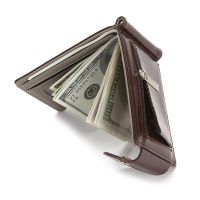 Slim Leather Wallet Coin Bag Money Clip Card Cases Zipper Women Men Pull Type ID Credit Holders Hasp