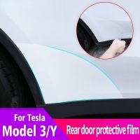 For Tesla Model 3 Model Y Car TPU Transparent Trim Stickers For Rear Door Triangle Protective Film Accessories Decoration Refit