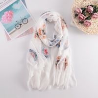 New embroider scarf Muslim hijab scarves sweet floral soft plain shawl soft foulard viscose cotton soft winter wrap shawls