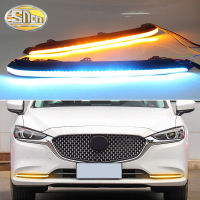 SNCN ไฟหน้า LED 2ชิ้น12V สำหรับ Mazda ไฟหน้าเดย์ไลท์แบบไดนามิก6 2020 2021สัญญาณเลี้ยวสีเหลืองสำหรับรถยนต์ไฟตัดหมอก DRL