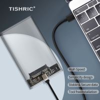 TISHRIC เคส HDD โปร่งใสสำหรับกล่องฮาร์ดไดร์ฟ2.5กล่อง HDD SATA เป็น USB 3.0 Type-C 3.1เคสฮาร์ดไดรฟ์เสริมมือถือ