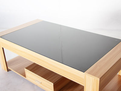 Lehome โต๊ะกลางหน้ากระจกดำสีไม้ ขนาด 60x120x40 cm กระจกนิรภัย Tempered glass หนา 6 mm รับน้ำหนักได้ 10 kg โครงโต๊ะไม้อัดเกรด E1 หนา16 mm FU-01-00024