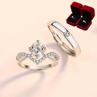 แหวนเพชรแหวนแต่งงานจำลองแหวนเพชรหนึ่งกะรัตแหวนคู่ปรับภาพงานแต่งงานอุปกรณ์ประกอบพิธีแต่งงาน hot