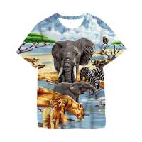 Kid Boys Summer Clothes Tiger T-shirt Childrens Cartoon Clothing Boys Lion Animals Graphic Tee Kids Clothes Boys Street Wear