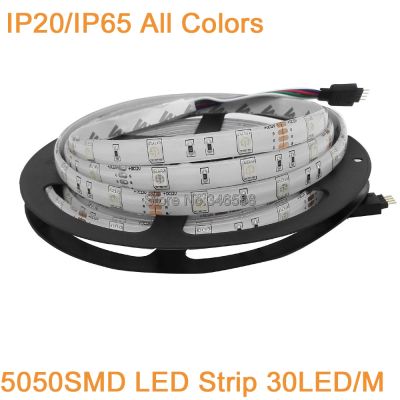 【cw】 12V DC 5m SMD 5050 LED Strip Light 30LEDs/M 150LEDs IP20 IP65 Waterproof Flexible Tape White/Warm white/Blue/Green/Red/RGB Color ！