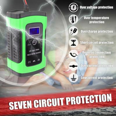 Pulse Repair Charger 12V 6A Battery Charger Full Automatic Car Battery Charger Inligent Fast Power Charging Dry Lead Acid