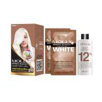 ผลิตภัณฑ์ฟอกสีผม MOLLY BRIGHT BLEACH 15g.x2 WHITE มอลลี่ ไบรท์ บลีช สีขาว เพิ่มความสว่างให้กับเส้นผม