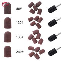 5/10Pcs 80 120 180 240 Nail Drill Bits 5 size Sanding Bands Block Caps Rubber Mandrel Grip Machine For Pedicure Nail Art Tool