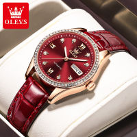 OLEVS 6637 Genuine Leather Band Fashion Women Wristwatches Automatic Mechanical Waterproof Watch For Women Luminous Calendar Week Display