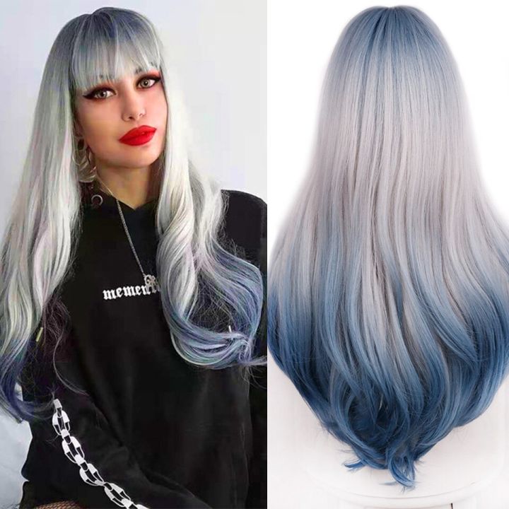 synthetic-wigs-long-ombre-blue-off-white-with-bangs-natural-wave-pinup-wig-for-women-cosplay-party-heat-resistant-fiber