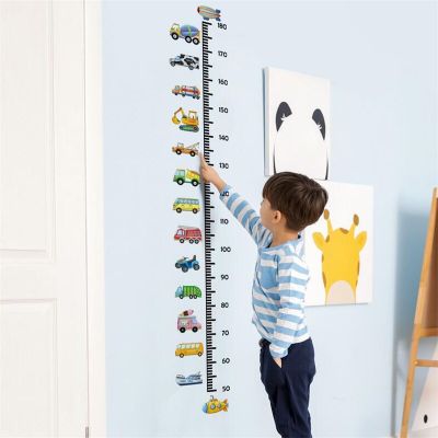 Cartoon Car Wall Stickers For Kids Room Height Measure Sticker Boy Bedroom Decoration Growth Chart Decals Boys Room Decor
