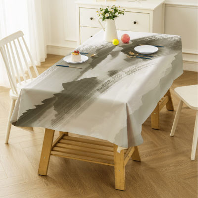 （HOT) ภาพวาดทิวทัศน์หมึกเรียบง่ายกันน้ำกันสกปรกทิ้งผ้าปูโต๊ะใช้ในครัวเรือนผ้าคลุมโต๊ะกาแฟตู้ผ้ากันฝุ่น