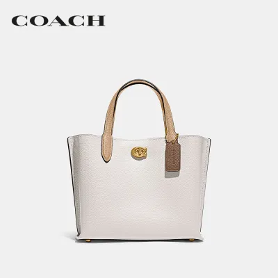 COACH กระเป๋าทรงสี่เหลี่ยมผู้หญิงรุ่น Willow Tote 24 In Colorblock สีขาว C8561 B4CAH