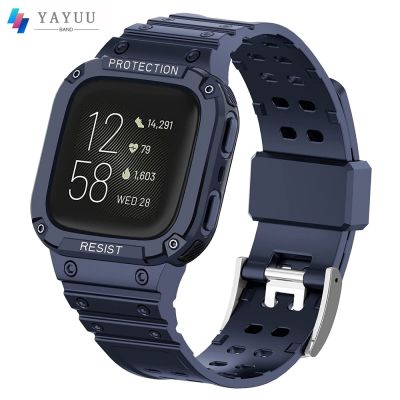 YAYUU Strap for Fitbit Versa 3/Fitbit Sense/Versa 2/Versa Lite/Versa Bands with Case TPU Rugged Protective Cover Wristbands Cases Cases