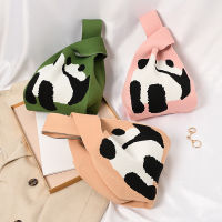 Student Cute Little Panda Women Large Capacity Retro Handbag Shoulder Handbag Wrist Bag
