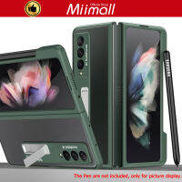 Miimall เข้ากันได้ Samsung Galaxy Z พับ3กรณี,Z พับ3ขากรณีที่มีผู้ถือปากกา,กระเป๋าโปร่งแสงเคลือบ PC ไฮบริด TPU ปกแม่เหล็กขากันกระแทกกรณีการป้องกันสำหรับ Samsung Galaxy Z พับ3 5กรัม