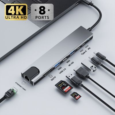 USB C Type C อะแดปเตอร์ USB ฮับตัวแยกเป็น4K HDMI 3 0ฮับ USB หลากหลาย USB 3.0 Otg การ์ดรีดเดอร์ SD Rj45 Macbook Air M1 Pro แท่นวางมือถือ Feona