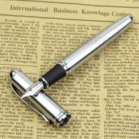 Luxury ยี่ห้อ Jinhao X750 เงินสแตนเลสสตีล Fountain ปากกาขนาดกลาง 18KGP Nib สำนักงานโรงเรียนชื่อหมึกปากกาของขวัญเครื่องเขียน--hang yu trade