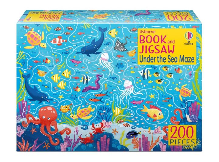 jigsaw-ของแท้-พร้อมส่ง-usborne-book-and-jigsaw-under-the-sea-maze-sam-smith-illustrated-by-valeria-danilova-200-ชิ้น-หนังสือmaze-และ-จิ๊กซอว์