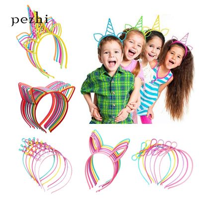 【YF】 Unicorn Headband crown Cat ears bow Cartoon cute girl Hair Hoop hairbands children Birthday Supplies Party Accessories scrunchie