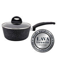 หม้อ BESICO LAVA GRANITE SERIES ลาวา แกรนิต รุ่น H126FAK-0418 หม้ออะลูมิเนียมเคลือบนอนสติ๊กพร้อมฝาแก้ว ขนาด 18 cm. ใช้กับเตาแม่เหล็กไฟฟ้าได้