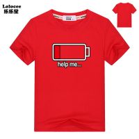 Letter Help ME Energy Low TShirt Kids Battery Funny Cotton Boys 3D Tops Tees