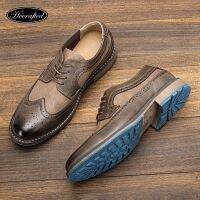 39~48 Men Shoes Classic Brogue 2023 Brand Comfortable Fashion Men Leather Shoes #KD1775