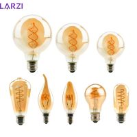 {ร้อน} T45 ST64 G80 G95 G125 T225 Spiral Light หลอดไฟ LED 4W 2200K Retro Vintage โคมไฟตกแต่งแสง Dimmable Edison