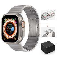 สายรัดไททาเนียมแท้สำหรับนาฬิกา Apple สายนาฬิกาสำหรับ Iwatch ธุรกิจ Mtanium รุ่น8 7 6543ขนาด44มม. 42มม. 40มม. 38มม. 49มม. twzhvj