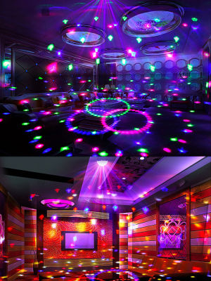 LED Disco Ball สำหรับงานปาร์ตี้ไนท์คลับไฟคาราโอเกะ Strobe Par Effect Black UV Party Light Stage Show อุปกรณ์เปิดใช้งานเสียง