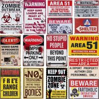 Warning Zombie Poster Danger Vintage Tin signs Beware Of Dog No Parking No Trespassing Metal Plate Garden Home Wall Decor Pipe Fittings Accessories