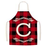 Christmas Cartoon Simple Lattice Letter Pattern Linen Oil-proof Apron Housework Cleaning Kitchen Cooking Delantal Cocina фартук Aprons