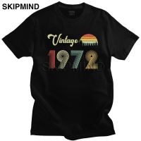 Vintage 1972 48th Birthday T Shirt Men Pure Cotton Casual T shirt Short Sleeved Retro Vintage Classic 48 Years Old Tee Apparel XS-6XL