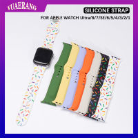 VUAERANG สายซิลิโคนสำหรับสายคาด Apple Watch 49มม. 45มม. 41มม. 44มม. 40มม. 42มม. 38มม. สายนาฬิกาสปอร์ตทำจากยางสายรัดข้อมือสำหรับ I Watch Series Ultra/8/7 /Se/ 6/5/4/3/อุปกรณ์เสริม2/1