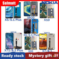 Salmatt หน้าจอจอ LCD แบบดั้งเดิมสำหรับ Nokia X 5(5.1บวก) X6(6.1บวก) X7(8.1) X71(8.1บวก) X10 X20 XR20หน้าจอสัมผัสแอลซีดีสำหรับชุด Nokia X พร้อมเครื่องมือซ่อมและกาวฟรี