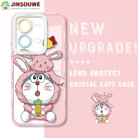 Jinsouwe เคสโทรศัพท์ V25E เคสสำหรับ Vivo ลายการ์ตูนโดราเอมอนคริสตัลเคสยางฝาครอบด้านหลังแบบนิ่ม