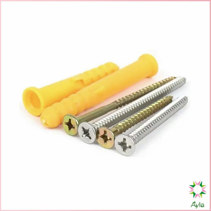 ayla-ชุดพุกพลาสติก-พุกพลาสติกสีเหลืองพร้อมสกรู-m6-m8-พุก-plastic-expansion-bolt