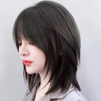 Wig Womens Short Hair Artificial Hair Xin Zhilei Same Style Mid-Length Hair Natural Level Temperament Chic Face Collarbone Length Haircut Full-Head Wig