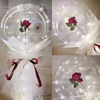 LED Balloon Rose Bouquet Simulation Rose Bobo Ball DIY Artificial Rose Balloon Valentines Day Gift Wedding Birthday Party Decor Artificial Flowers  P