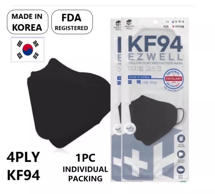 EZWELL KF94 Premium Face Mask 4 Ply Mask Individual Pack ,100 Made in
