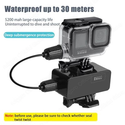 ซองกันน้ำชาร์จแบตสำรองกันน้ำ5200Mah สำหรับ Gopro Hero 10 9กล้องแอ็กชันสีดำกล่องชาร์จ