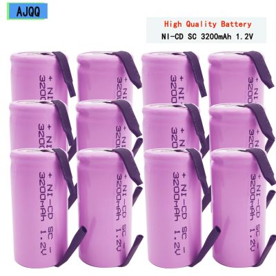 New AJQQ SC Subc Nicd Batteries 1.2v 3200mAh Pile Rechargeable Sub C Cell with Welding Tabs for Electric Drill Screwdriver