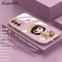 Kanavi หมวกชุบหรูหราผู้หญิงเคสโทรศัพท์ยางนิ่มสำหรับ OPPO Reno Reno2 Reno2 F Reno4 Reno 4 Pro Reno5 5G Reno 5 Pro Reno5 Z Reno6 Z Reno7 Z ฝาครอบโทรศัพท์ที่ทันสมัยและทนทาน