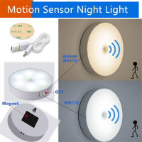 1-6ชิ้น6สีขาว6ไฟ LED สีขาวอบอุ่นห้องนอนตกแต่งไฟกลางคืน Motion Sensor โคมไฟกลางคืนชาร์จ USB สำหรับห้องครัวตู้ตู้เสื้อผ้า