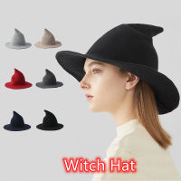 New Witch Hat Wool Knit Wizard Hat Halloween Comfortable Cap for Women Men Party Accessories Soft Collapsible Portable Chic Gift